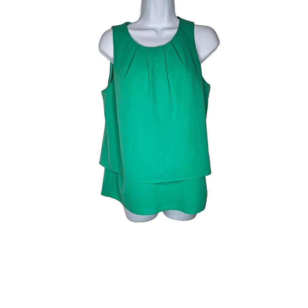 J.Crew Green Layered Blouse Pleated‎ Sleeveless Top Career Size 6